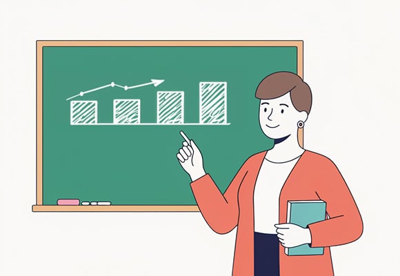 Woman in front of a whiteboard